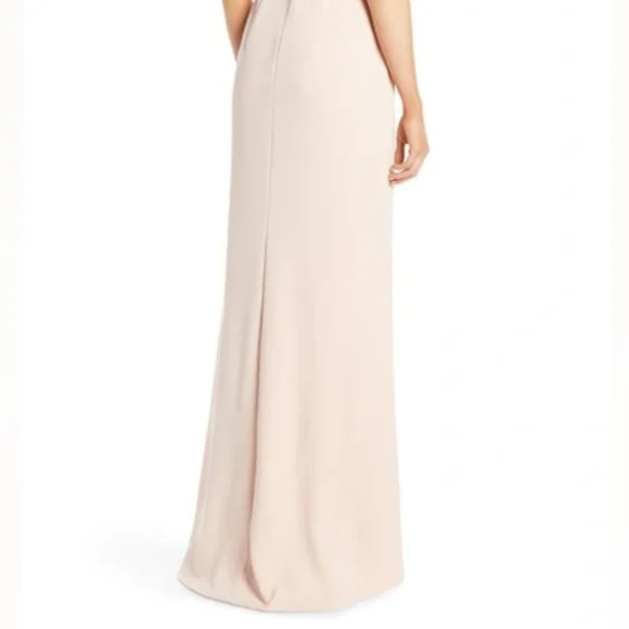 Eliza J One-Shoulder Satin Bow Blush Pink Evening Formal Dress Maxi Gown- 12 - Picture 16 of 16
